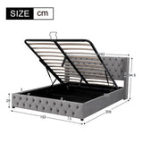 Upholstered Bed, Hydraulic Lift, Storage, 150x200 cm, Grey Velvet