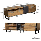 Modern TV Cabinet - 180cm Wood Grain TV Stand for Living Room