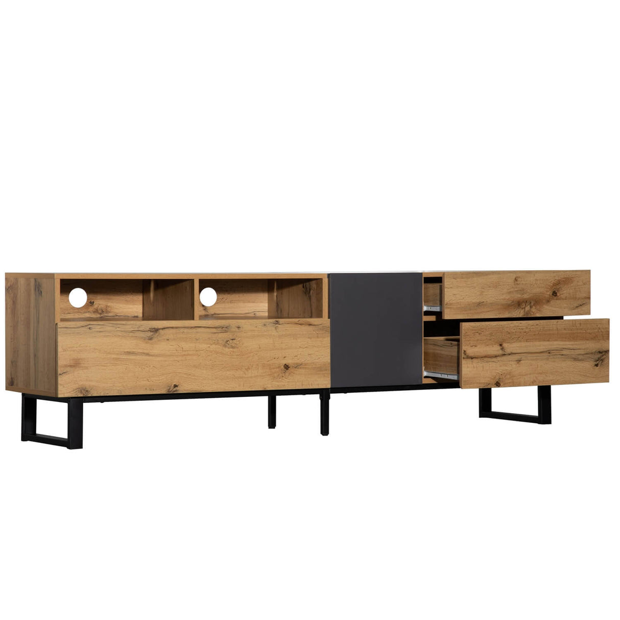 Modern TV Cabinet - 180cm Wood Grain TV Stand for Living Room