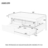 White High Gloss LED Coffee Table with 2 Drawers - Modern Storage Tea Table with 16 Colour Lights