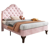 3FT Single Upholstered Velvet Bed - Slatted Frame with Adjustable Headboard