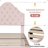 3FT Single Upholstered Velvet Bed - Slatted Frame with Adjustable Headboard