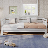 3ft Wooden Daybed with Trundle - Heart Design, Single Guest Bed, White