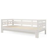 Daybed Cabin Bed Wooden 3FT Single Sofa Guest Bed with Pull-out Trundle, Heart-Shaped, White Wood