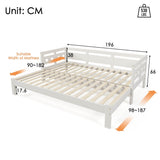 3ft Wooden Daybed with Trundle - Heart Design, Single Guest Bed, White