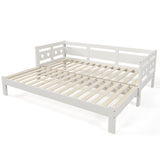 3ft Wooden Daybed with Trundle - Heart Design, Single Guest Bed, White