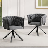 Set of 2 Velvet Swivel Dining Chairs - Luxury Armchairs, Grey