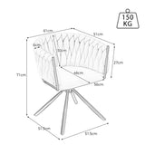 Set of 4 Velvet Dining Chair, Swivel Leisure Chair with Four Metal Support Legs, Beige