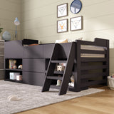 Cabin Bed Mid Sleeper with Drawers & Shelf Storage, 3ft Single Wooden Frame