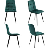 4-Piece Dark Green Velvet Dining Chairs – Upholstered Backrest, Metal Frame