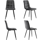4-Piece Dark Grey Velvet Dining Chairs – Upholstered Backrest, Metal Frame