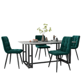 4-Piece Dark Green Velvet Dining Chairs – Upholstered Backrest, Metal Frame