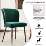 Velvet Dining Chair (2 pcs), Dark Green, Upholstered with Metal Legs
