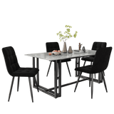 4-Piece Black Velvet Dining Chairs – Upholstered Backrest, Metal Frame
