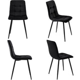 4-Piece Black Velvet Dining Chairs – Upholstered Backrest, Metal Frame