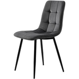4-Piece Dark Grey Velvet Dining Chairs – Upholstered Backrest, Metal Frame