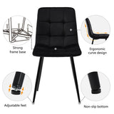 4-Piece Black Velvet Dining Chairs – Upholstered Backrest, Metal Frame