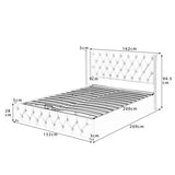 Upholstered Bed, Hydraulic Lift & Storage, 150x200cm Velvet, Beige