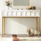 Cream White Dressing Table with 2 Drawers – Bedroom Sideboard, 76.5x100x45cm