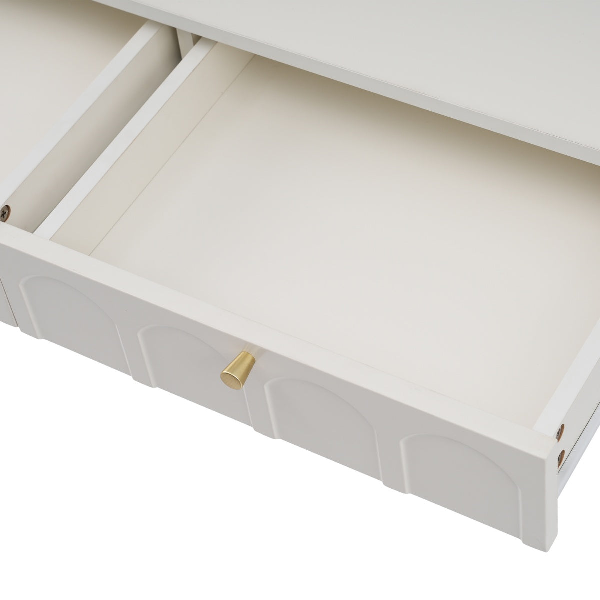 Cream White Dressing Table with 2 Drawers – Bedroom Sideboard, 76.5x100x45cm