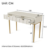 Dressing Table with 2 Drawers 76.5cm High, Cream-White Particle Board