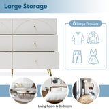 6-Drawer Chest of Drawers - Spacious Bedroom Storage Unit, Cream White