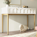 Cream White Dressing Table with 2 Drawers – Bedroom Sideboard, 76.5x100x45cm