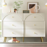 6-Drawer Chest of Drawers - Spacious Bedroom Storage Unit, Cream White