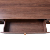 TV Unit with Rattan Effect Drawers and Doors - Country Style TV Stand with Storage, Natural Walnut Effect