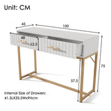 Dressing Table with 2 Drawers – White Bedroom Sideboard, 76.5x100x45cm