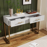 Dressing Table with 2 Drawers – White Bedroom Sideboard, 76.5x100x45cm