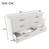 Sideboard Cabinet for Living Room, Chest of 6 Drawers, White, 40D x 120W x 75H CM