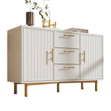 Sideboard Cabinet for Living Room, Chest of Drawers with 2 Doors & 3 Drawers, Adjustable Shelf, White