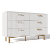 6-Drawer Chest of Drawers - Living Room Storage Unit with Spacious Drawers, White