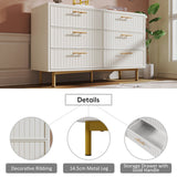 Sideboard Cabinet for Living Room, Chest of 6 Drawers, White, 40D x 120W x 75H CM