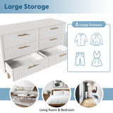 6-Drawer Chest of Drawers - Living Room Storage Unit with Spacious Drawers, White