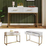 Dressing Table with 2 Drawers 75cm High, Chest of Drawers Bedroom Highboard White Sideboard, White Particle Board