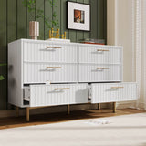 6-Drawer Chest of Drawers - Living Room Storage Unit with Spacious Drawers, White
