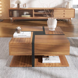 Coffee Table with 4 Drawers, Unique Color Matching, and Bottom Storage Space, 78x78x36cm