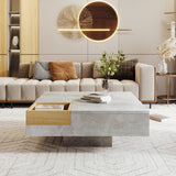 Coffee Table with Removable Storage – Living Room Side Table, Concrete Grey & Wood