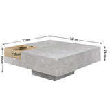Coffee Table with Removable Storage – Living Room Side Table, Concrete Grey & Wood