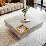 Coffee Table with Removable Storage – Living Room Side Table, Concrete Grey & Wood