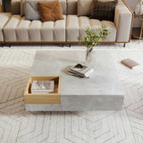 Coffee Table with Removable Storage – Living Room Side Table, Concrete Grey & Wood