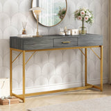 Grey & Gold Console Table with Drawer – Modern Luxury Hallway Table - Abrihome UK