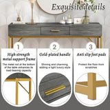 Grey & Gold Console Table with Drawer – Modern Luxury Hallway Table