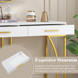 Console Table with 2 Drawers, Light Luxury Style Hallway Side Table, White/Gold