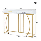 Console Table with 2 Drawers, Light Luxury Style Hallway Side Table, White/Gold