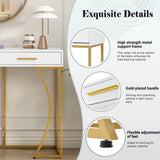 Console Table with 2 Drawers – Modern Hallway Table, White & Gold
