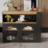 Modern Extendable Kitchen Island Bar Table with Storage - Swivel Dining Table with Adjustable Colour LED Strip, Black