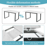 4-6 Seater Extendable Dining Table - Modern White Marble Effect Tabletop with Sturdy Metal Legs